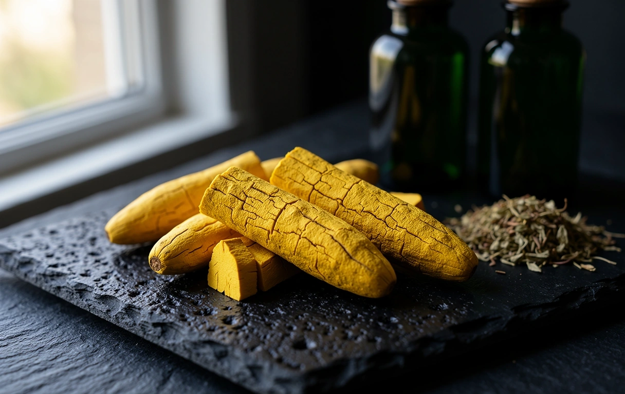Naturalny korzeń Maca na czarnym kamieniu